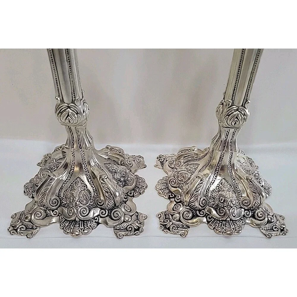 2 Vintage Godinger BAROQUE Style Ornate Silver-Plated 11.5